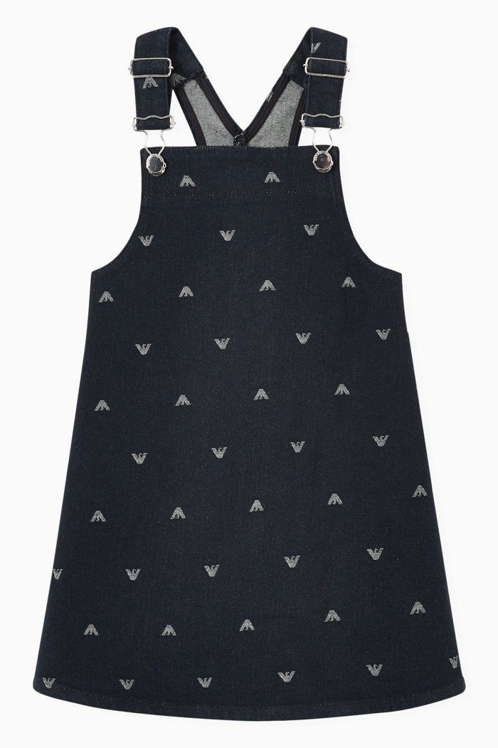 

EA Monogram Dungaree Dress in Stretch Denim, Blue