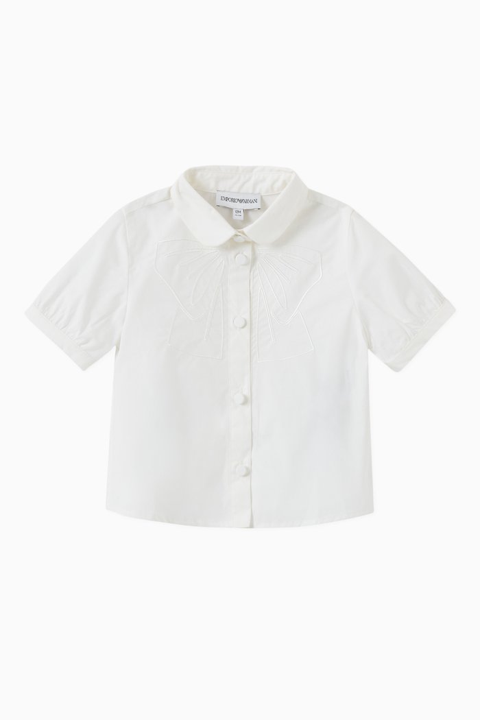 

Ribbon Embroidered Shirt in Cotton, White