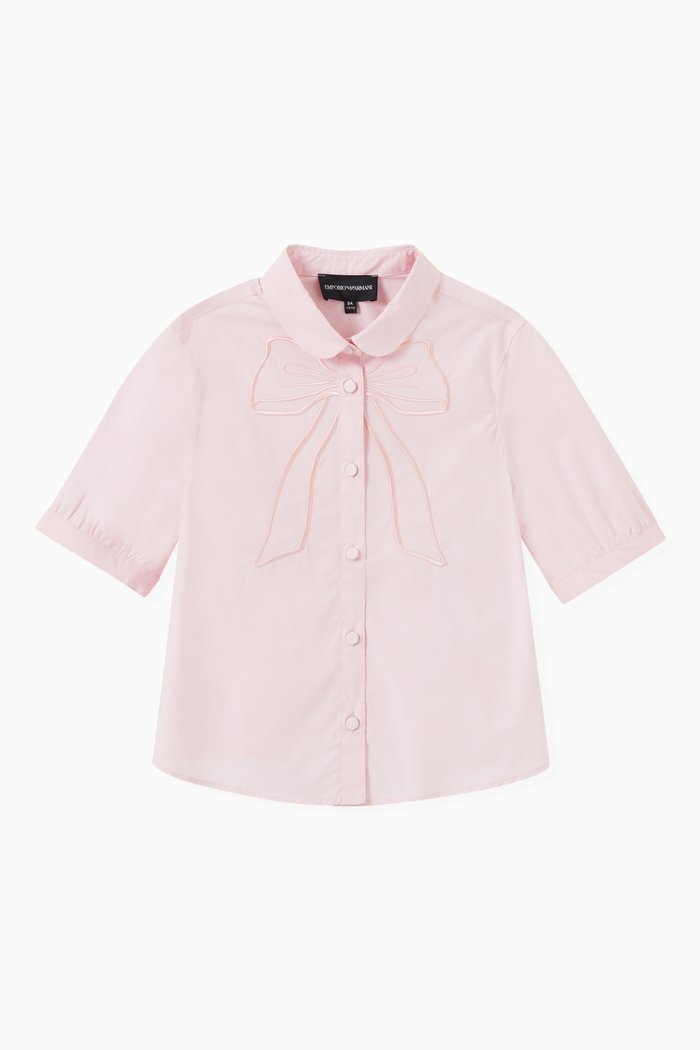 

Ribbon Embroidered Shirt in Cotton, Pink