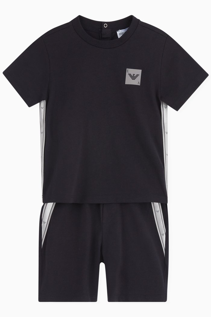 

Eagle Logo T-Shirt & Shorts in Cotton, Set of 2, Blue