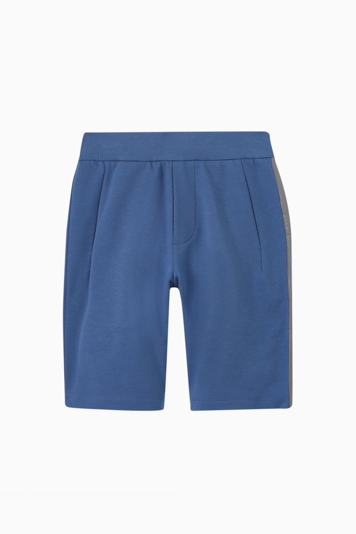 

EA7 Tape Logo Shorts in French terry, Blue