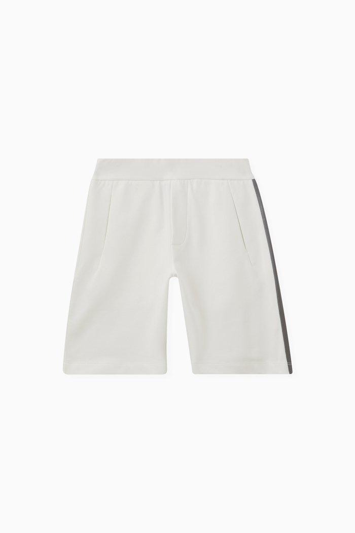 

EA7 Tape Logo Shorts in French terry, White