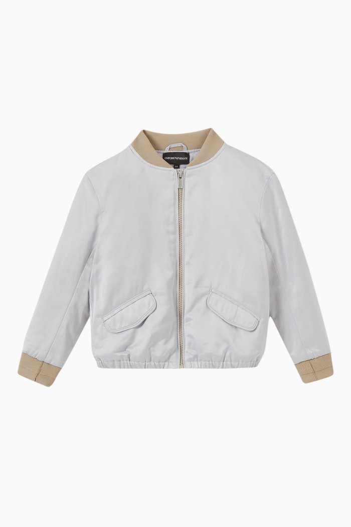 

Logo Patch Bomber Jacket in Nylon, Grey