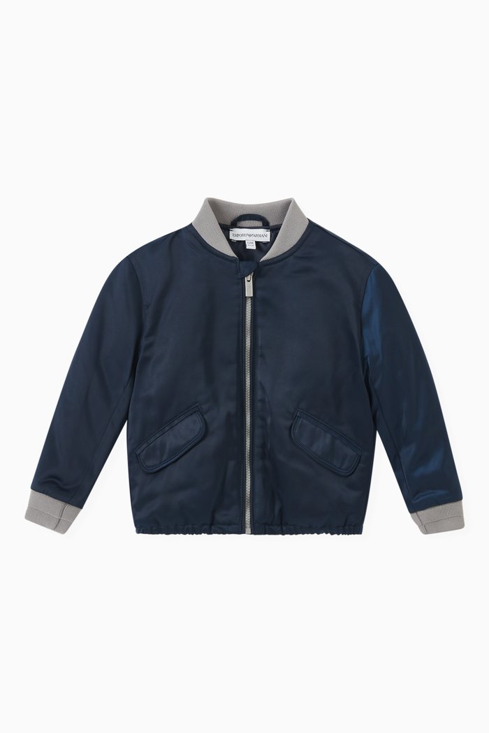 

Logo Patch Bomber Jacket in Nylon, Blue