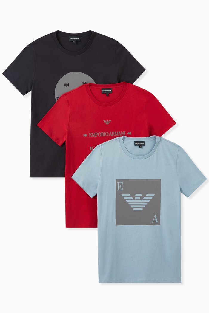 

EA Eagle Graphic T-shirt in Jersey, Set of 3, Red