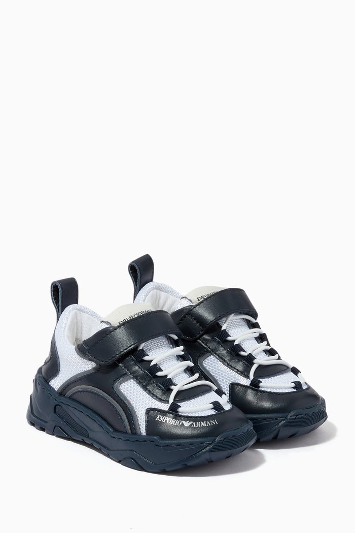 

EA Chunky Sneakers in Mesh & Leather, Blue