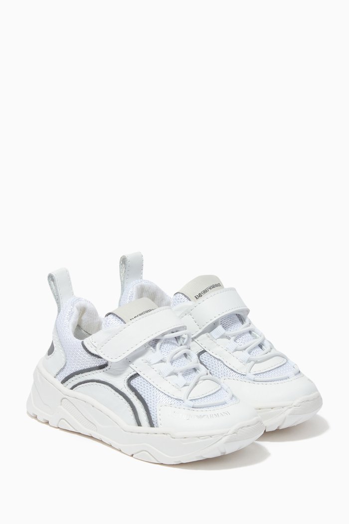 

EA Chunky Sneakers in Mesh & Leather, White