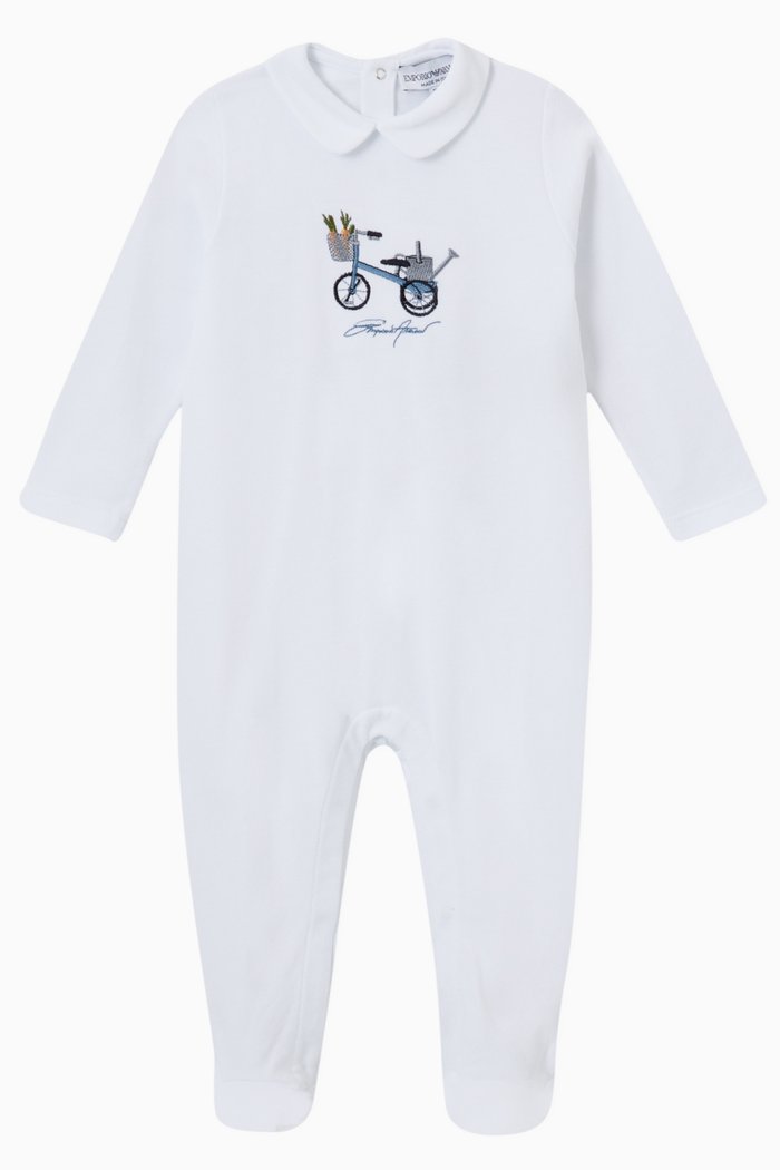 

Bicycle Embroidery Jumpsuit in Cotton, White