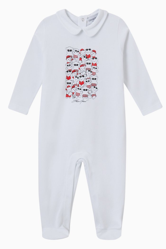 

Multi Manga Bear Print Jumpsuit in Cotton, White