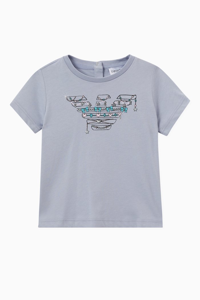 

Bows & Stars Eagle Logo Print T-shirt in Cotton, Blue
