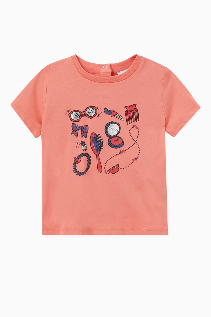 

Assorted Accessories Print T-shirt in Cotton, Pink