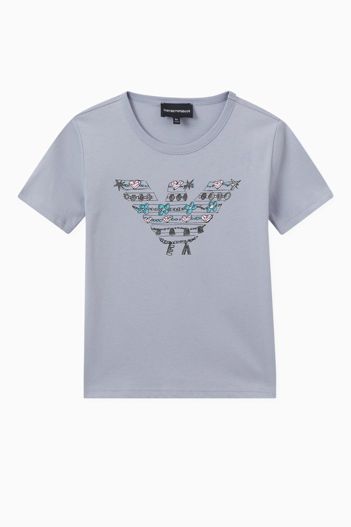 

Bows & Stars Eagle Logo Print T-shirt in Cotton, Blue