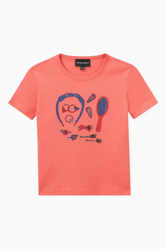 

Assorted Accessories Print T-shirt in Cotton, Pink