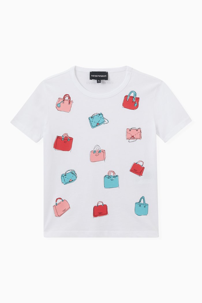 

Assorted Bags Print T-shirt in Cotton, White