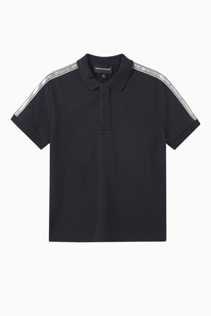 

EA Logo Tape Polo Shirt in Cotton Piqué, Blue