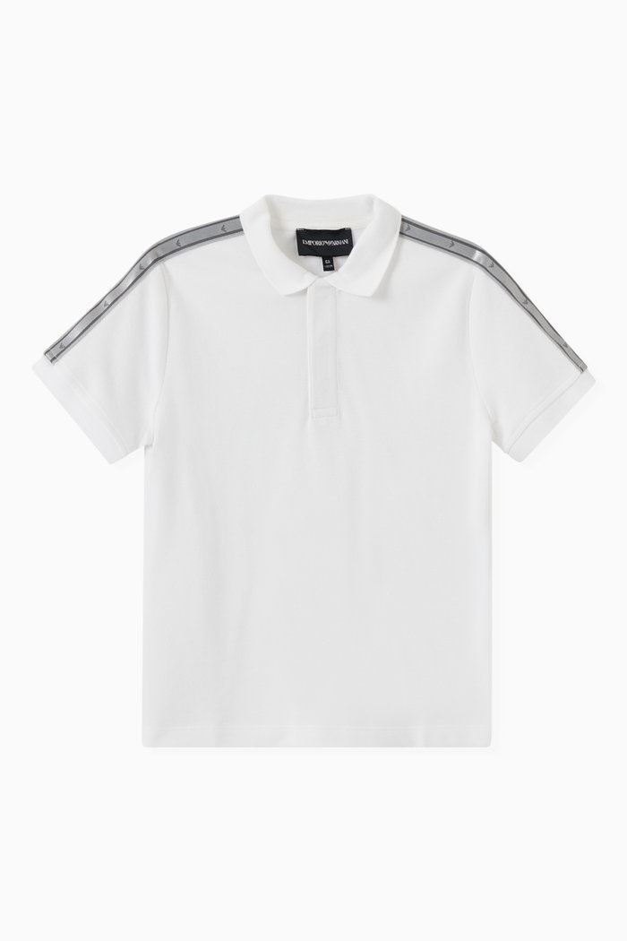 

EA Logo Tape Polo Shirt in Cotton Piqué, White