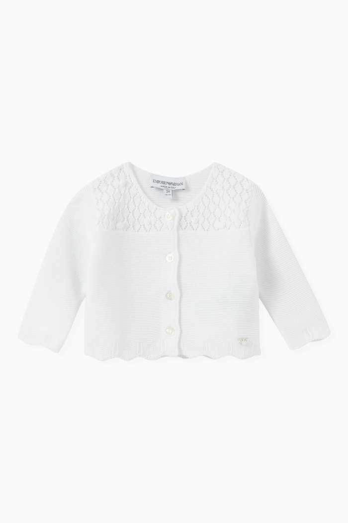 Knit Cardigan in Cotton, White