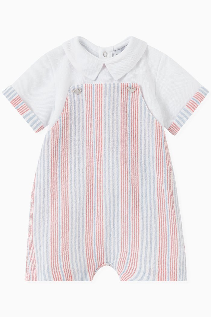 

Striped Jumpsuit in Seersucker Cotton, White