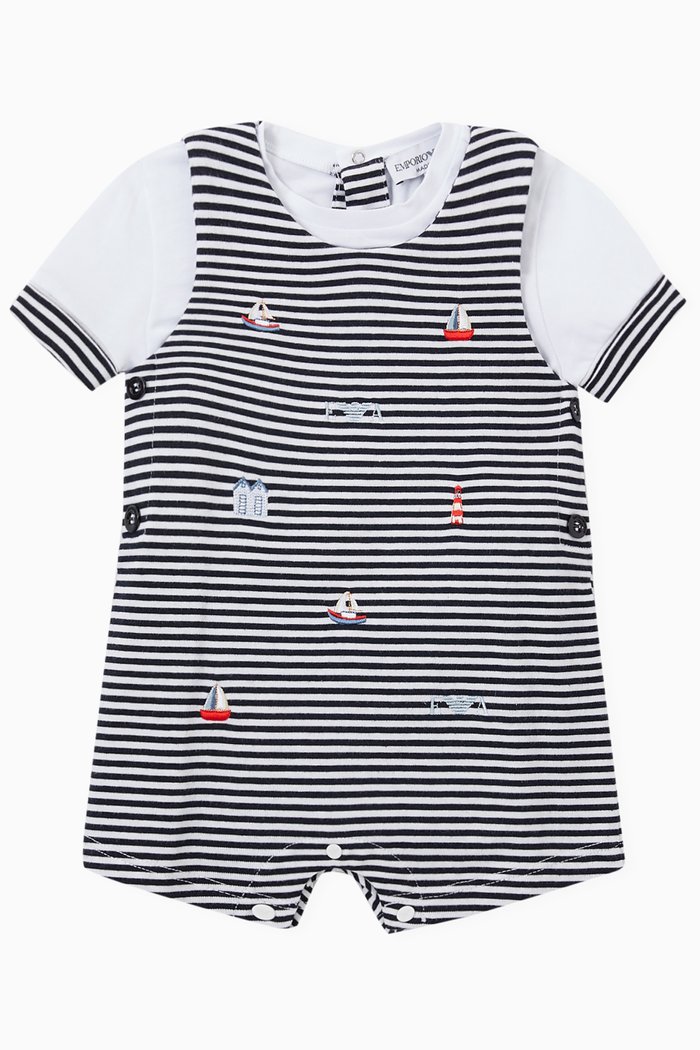 

Striped Bodysuit in Cotton, Blue