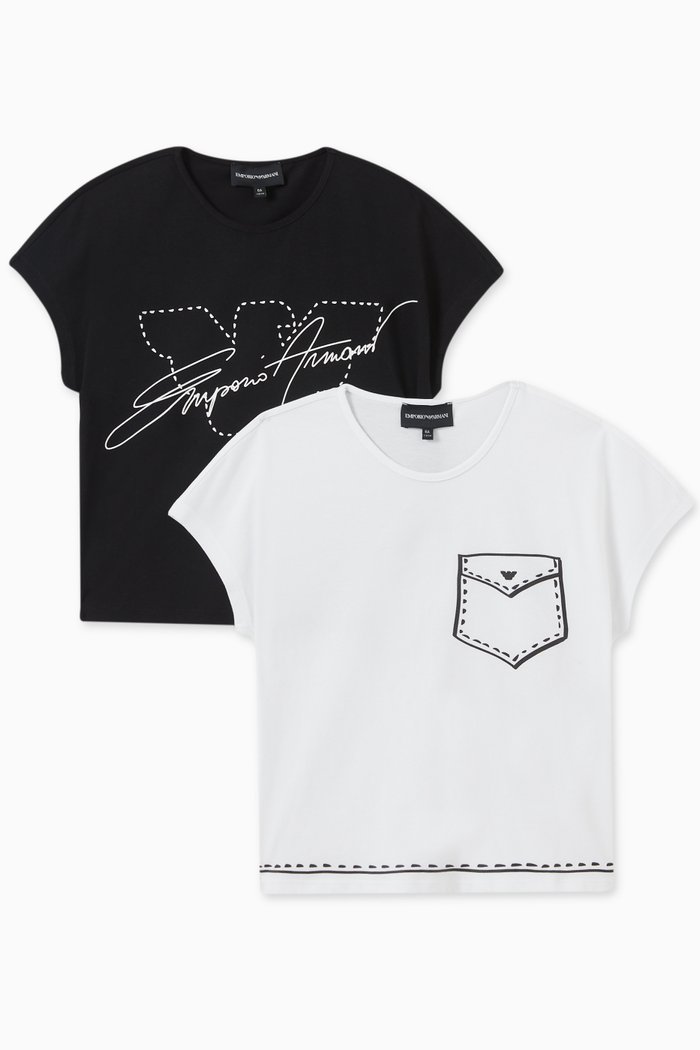 

Printed Logo T-shirt in Cotton Jersey, Set of 2, White