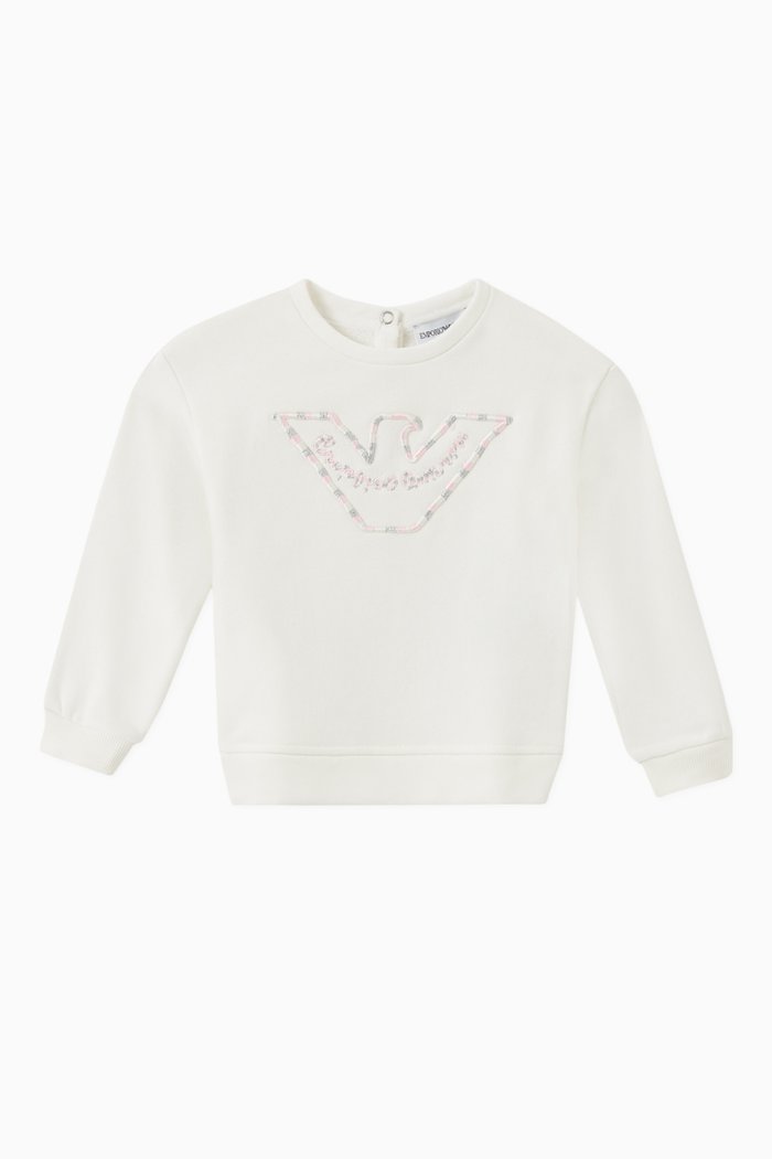 

EA Embroidered Eagle Sweatshirt in Jersey, White