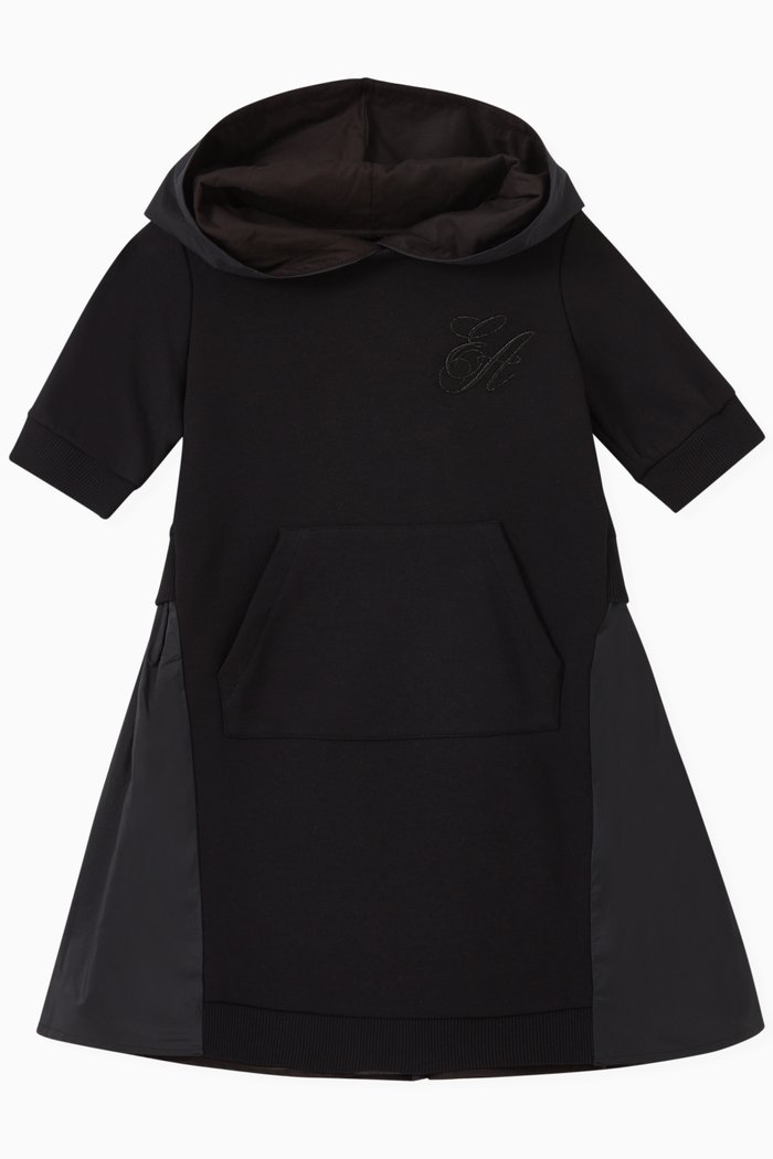 

EA Signature Hooded Dress in Jersey, Black