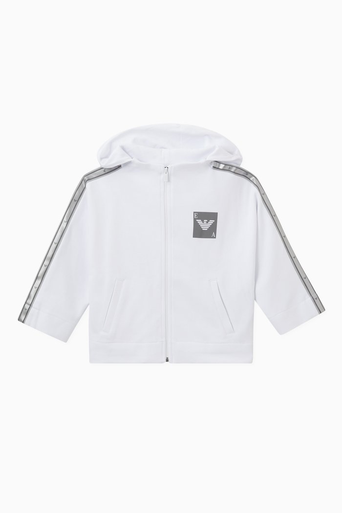 

Eagle Logo Tape Hoodie in Cotton, White