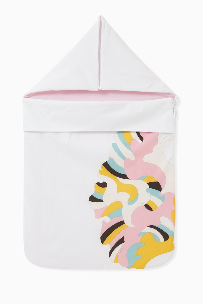 

Swirl Print Sleeping Bag in Cotton, White
