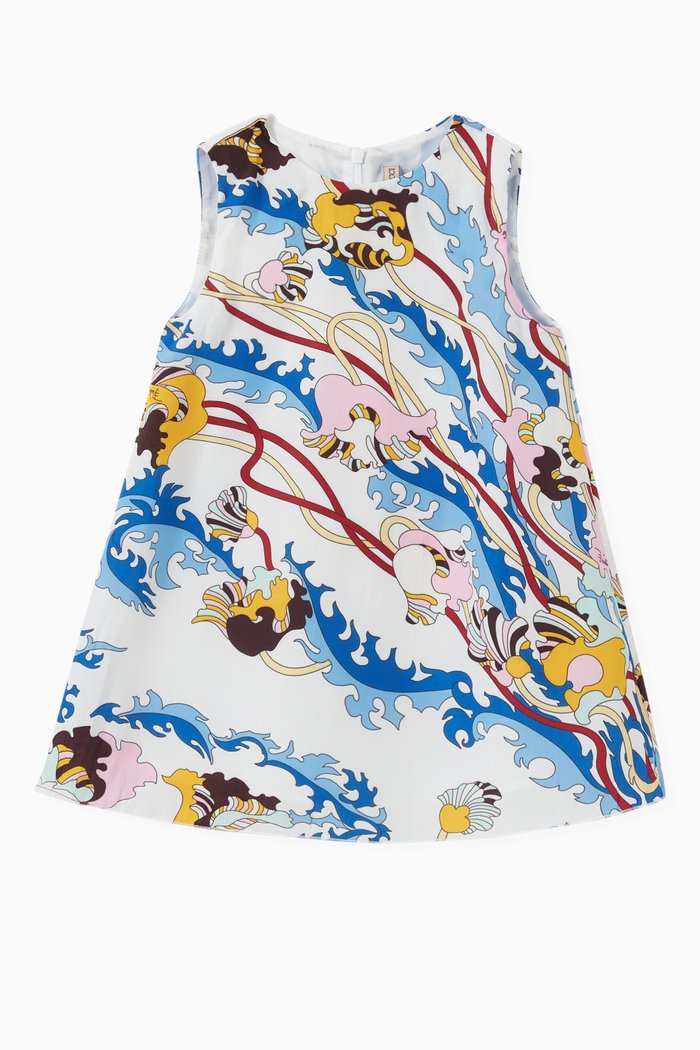 

Ranuncoli Print Dress in Wrinkled Crepe, Multicolour