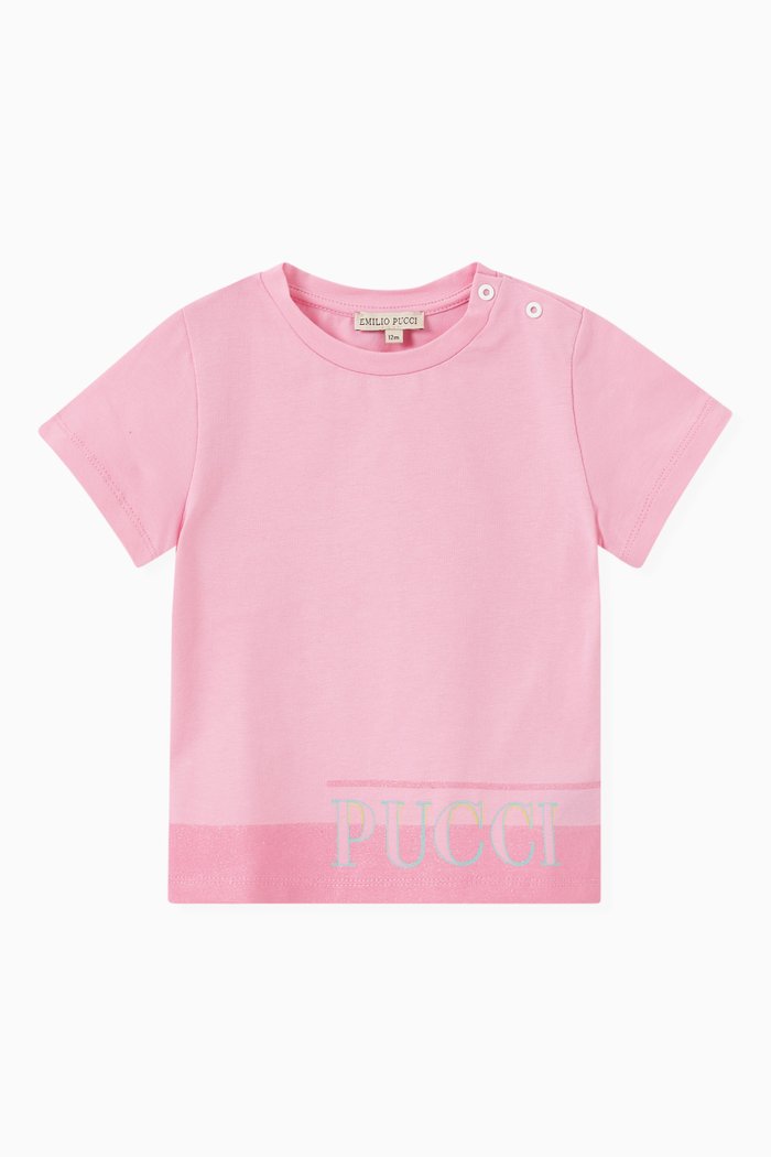 

Logo Print T-shirt in Cotton, Pink