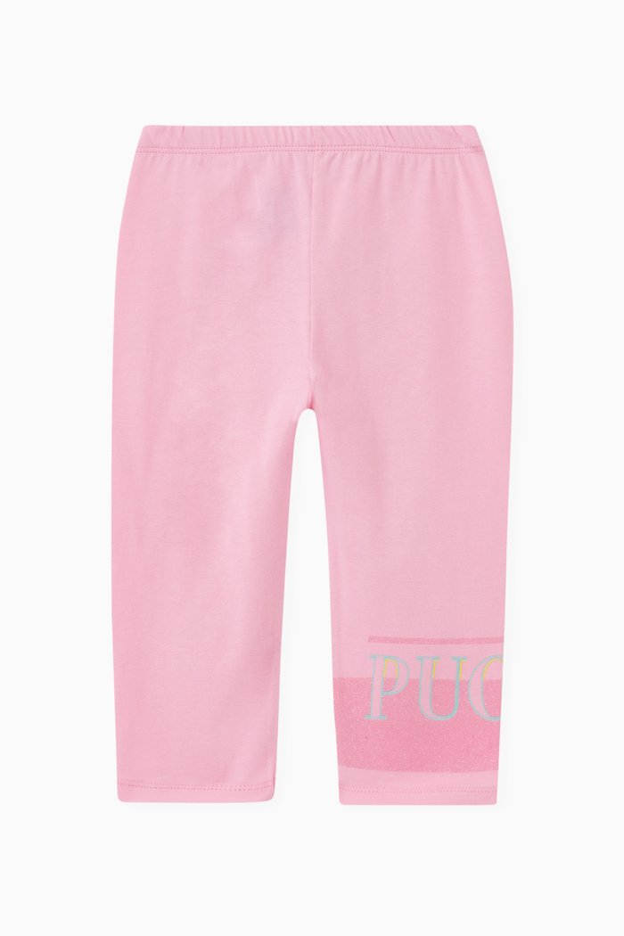 Logo Print Leggings in Cotton, Pink