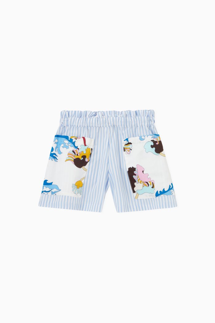 

Ranuncoli Pocket Striped Shorts in Cotton, Multicolour