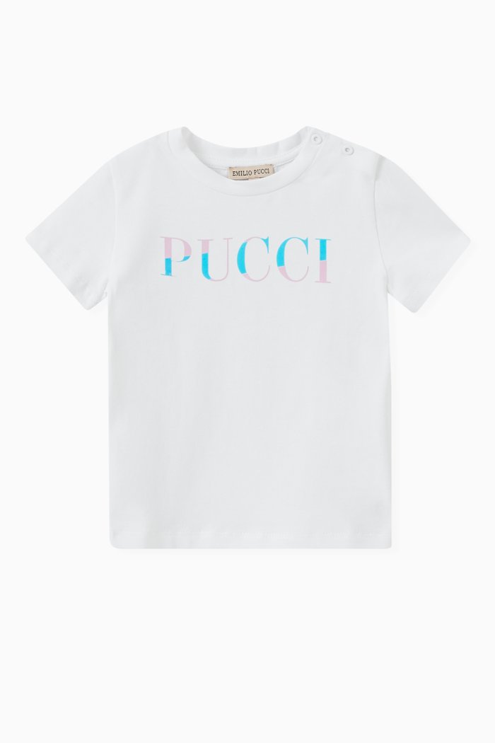 Holographic Logo Print T-shirt in Cotton, White