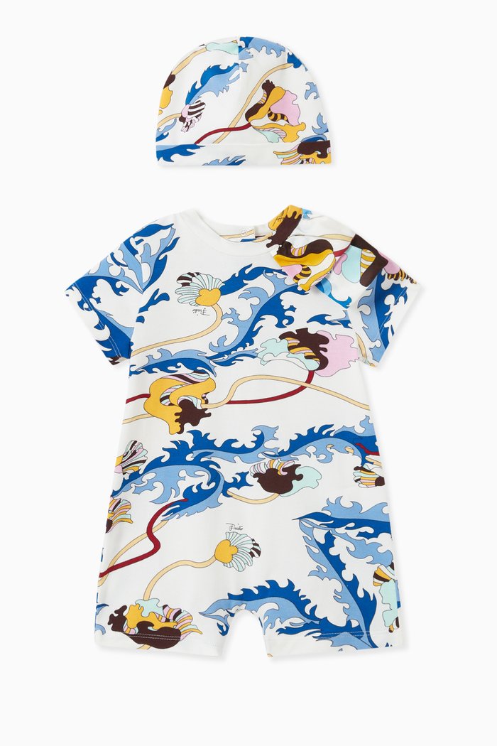 

Ranuncoli Print Romper & Hat in Cotton, Multicolour