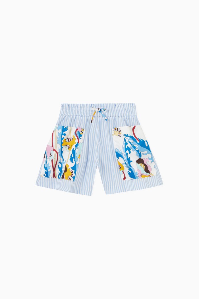 

Ranuncoli Pocket Striped Shorts in Cotton, Multicolour
