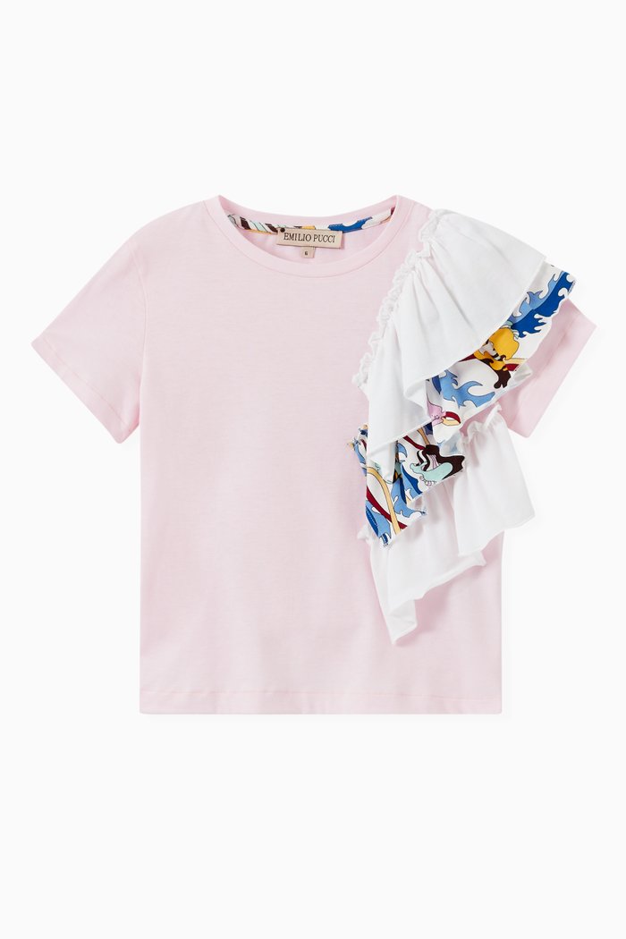 

Ranuncoli Frill T-shirt in Cotton, Pink
