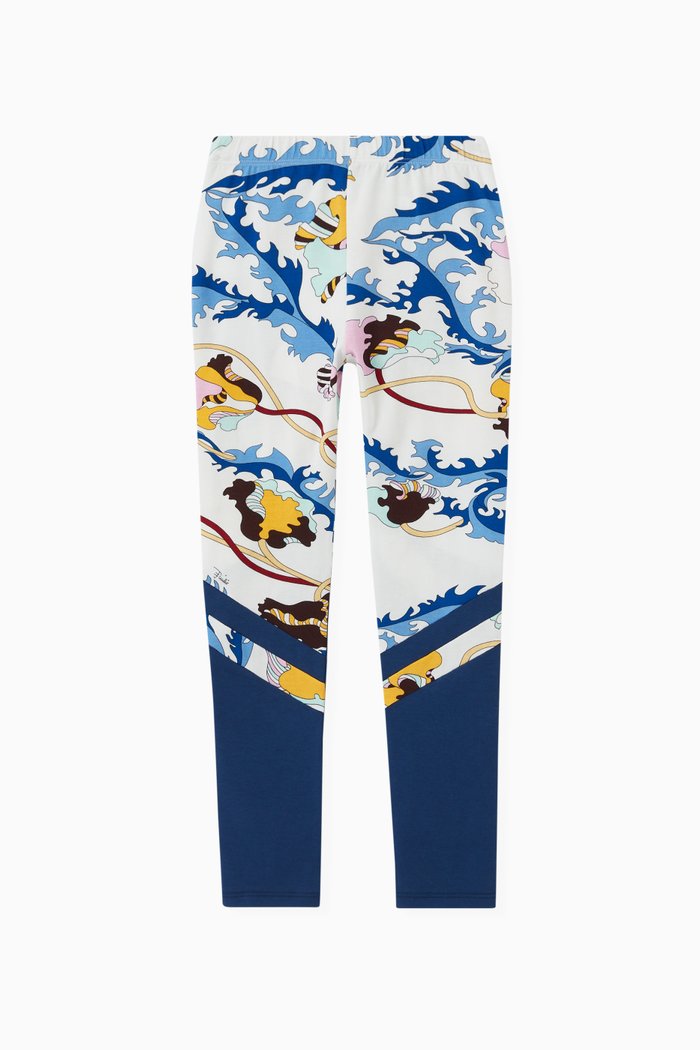 

Ranuncoli Print Leggings in Stretch Jersey, Blue
