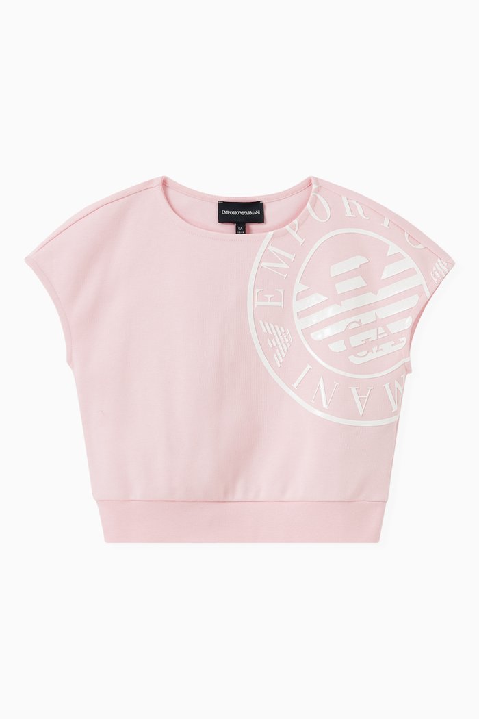 

Cropped Eagle Logo T-shirt in Cotton, Pink