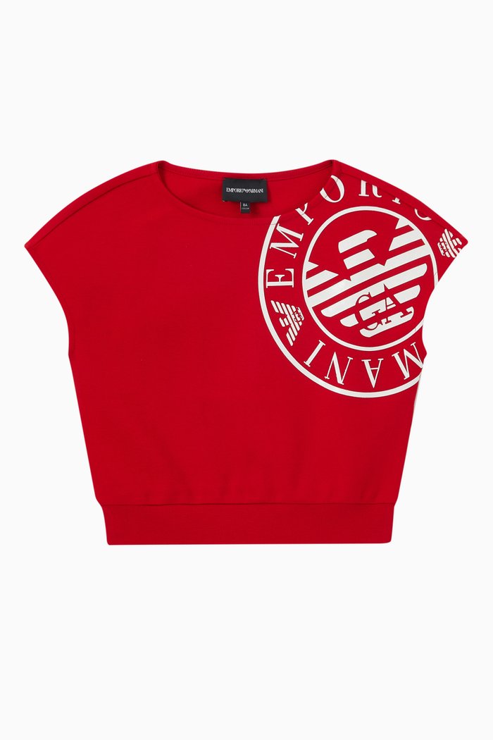 

Cropped Eagle Logo T-shirt in Cotton, Red