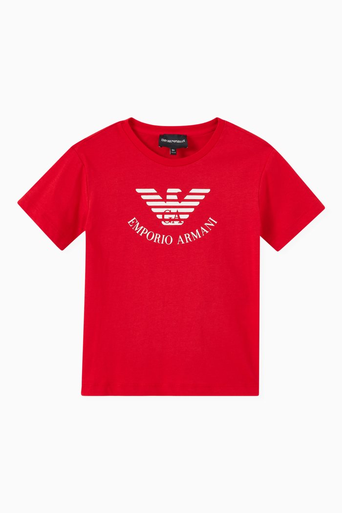 

Eagle Logo & Text Print T-shirt in Jersey, Red