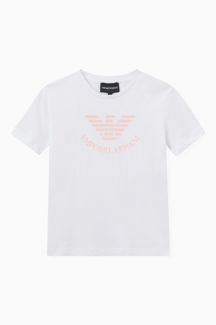

Eagle Logo & Text Print T-shirt in Jersey, White