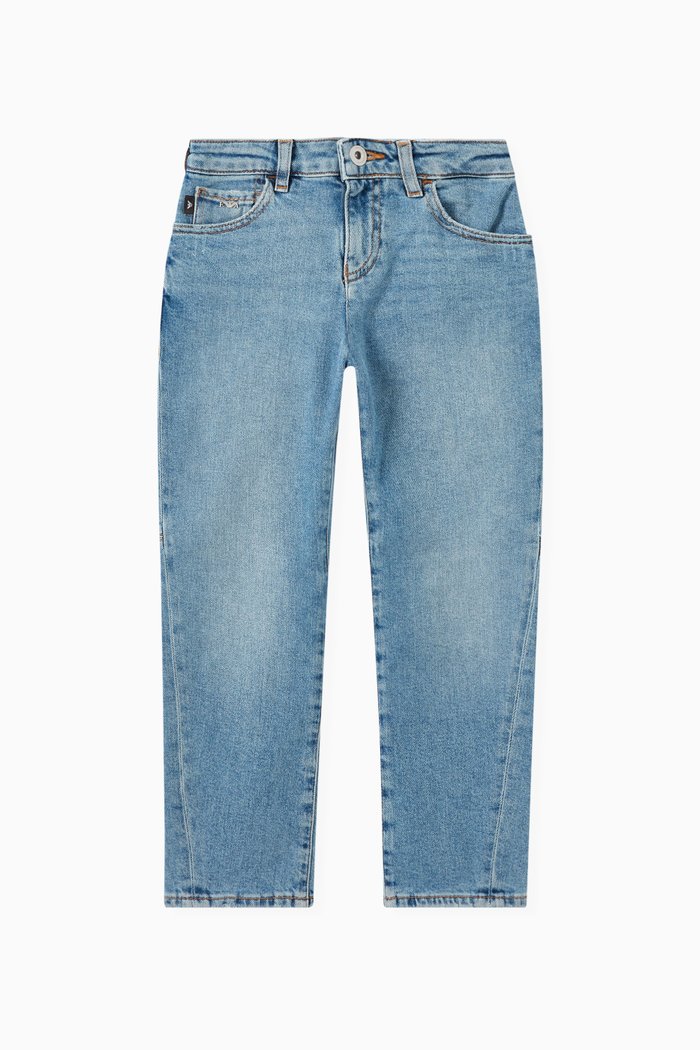 

Slim Fit Seam Cut Jeans in Denim, Blue