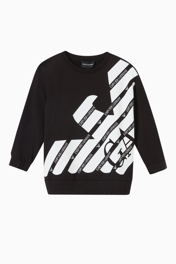 

EA Eagle Tape Logo Sweater in Wool Knit, Black