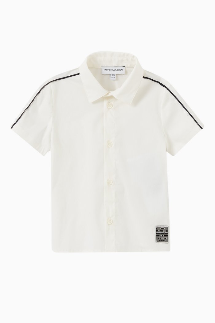 

EA Logo Pipe Shirt in Cotton, White