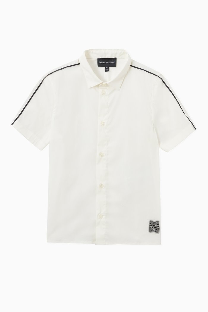 

EA Piping Logo Shirt in Cotton Piqué, White