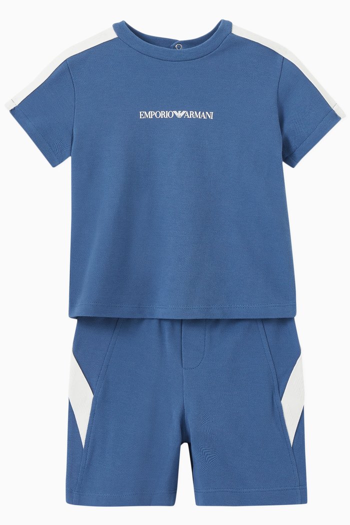 

EA Logo Tape T-shirt & Shorts Set in Pique, Blue