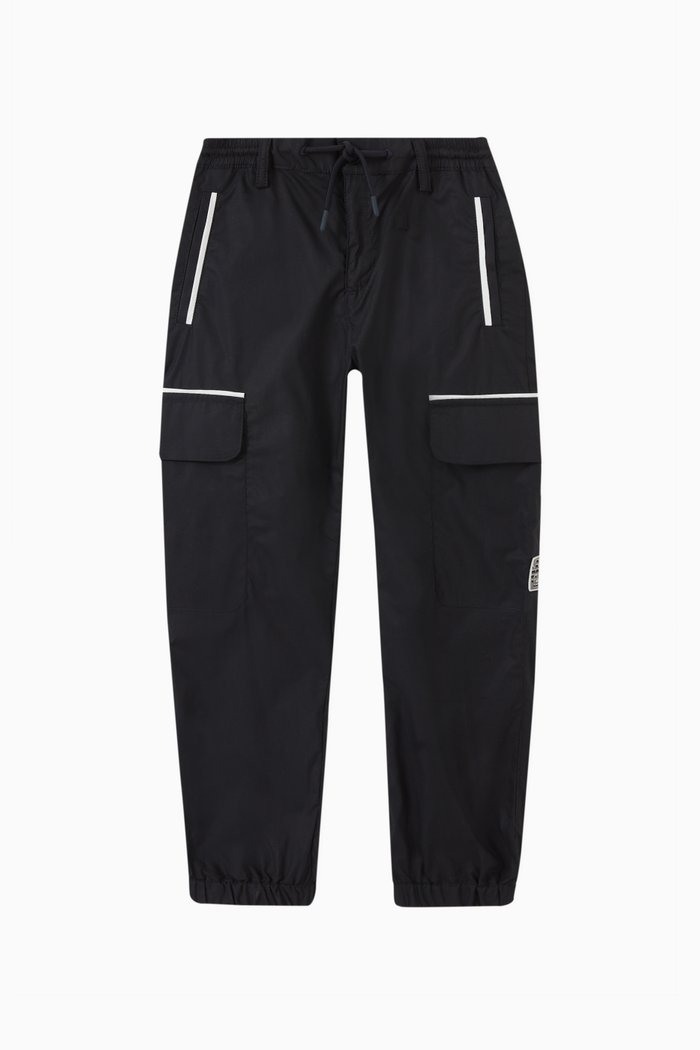 

Contrast Piping Logo Patch Cargo Trousers, Blue