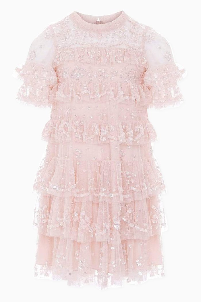 

Eloise Dress in Embroidered Tulle, Pink