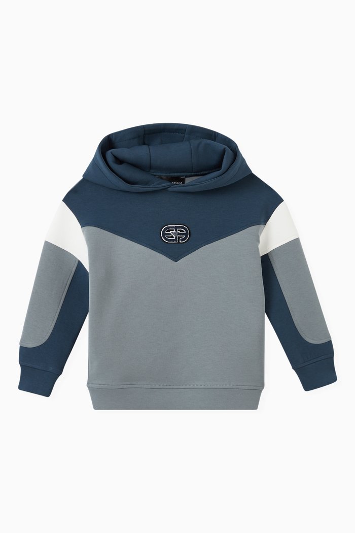 

Contrast Color Sweatshirt Hoodie in Cotton, Blue