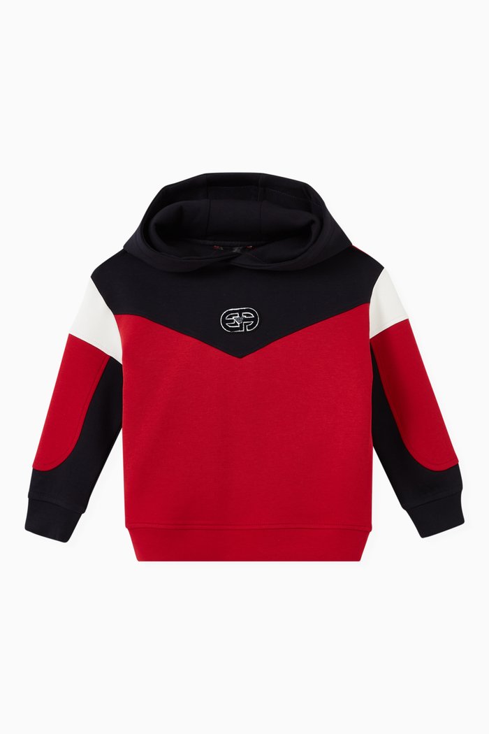 

Contrast Color Sweatshirt Hoodie in Cotton, Red